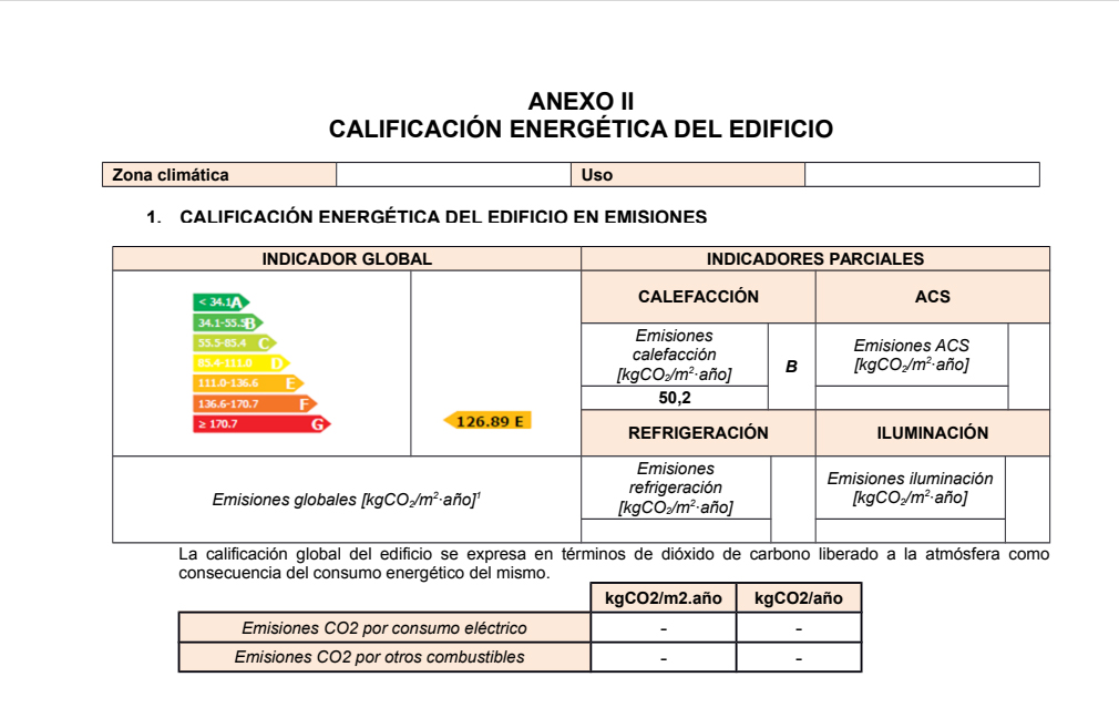 Anexo II Calificación energética del edificio